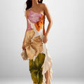 Elegant One-Shoulder Floral Print Maxi Dress, Women's Sleeveless Summer Long Dress