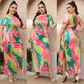 Plus-size Womens Printed Asymmetrical Dress