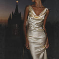 Champagne Acetate Satin Casual Dress For Women
