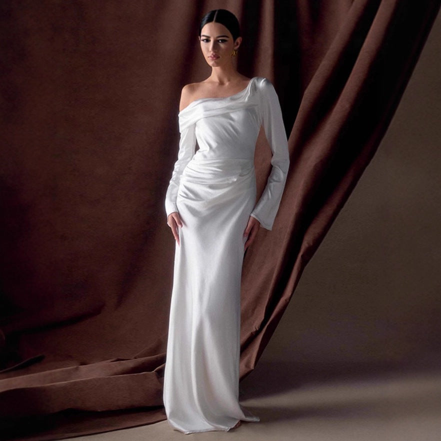Women's Satin Banquet Fashion Casual Dress