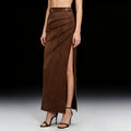 Slimming Pleated Slit Chic Bodycon Skirt