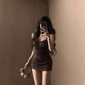Spicy Girl Leopard Print Halter Strap Dress Women