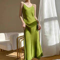 New Style French-Style Summer Acetate Satin Loose Strap Long Dress