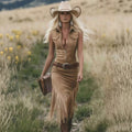 Western Cowboy-style Dress Vintage Tassel Design Sleeveless
