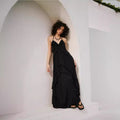 Strapless V-neck Backless Maxi Dress