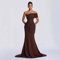 Off-shoulder Strapless One-shoulder Patchwork Pleated Maxi Dress