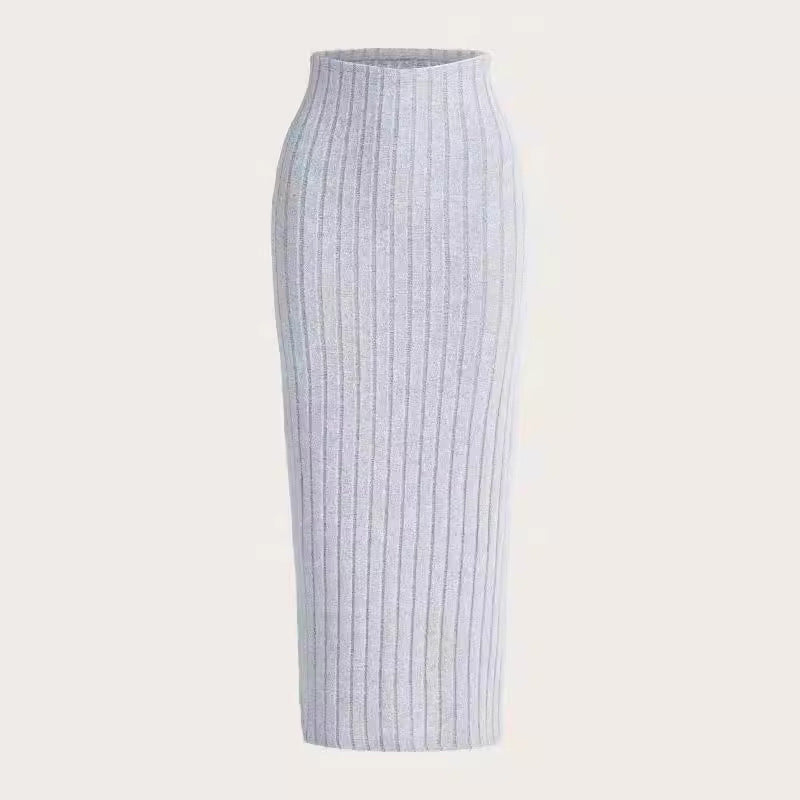 New Style Outerwear Casual Fashionable Versatile Midi Skirt In Light Gray