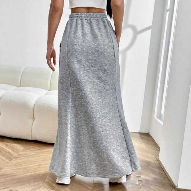 Pocket Drawstring Midi Skirt Women's Clothing