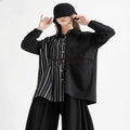 Irregular Striped Patchwork Mid-length Shirt