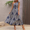 Printed Off-Shoulder Lace-Up Bohemian Dress