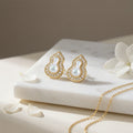 925 Sterling Silver Exquisite Mother-of-Pearl and CZ Gourd-Shaped Stud Earrings