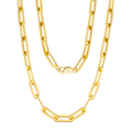 925 Sterling Silver Gold-Plated Paperclip Chain Necklace - Italian Craftsmanship Sterling  S